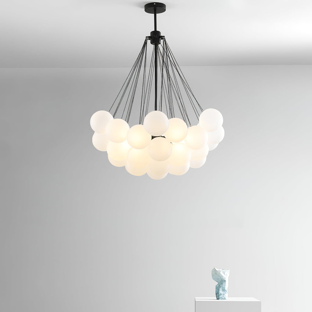 Bubble Chandelier — Cascading Glass Bubble Ceiling Light for Stairwell