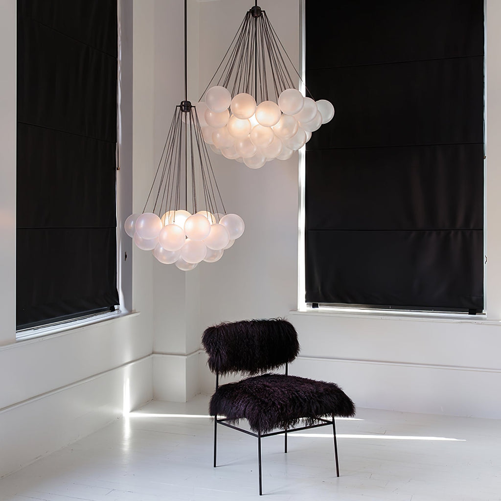 Bubble Chandelier — Cascading Glass Bubble Ceiling Light for Stairwell