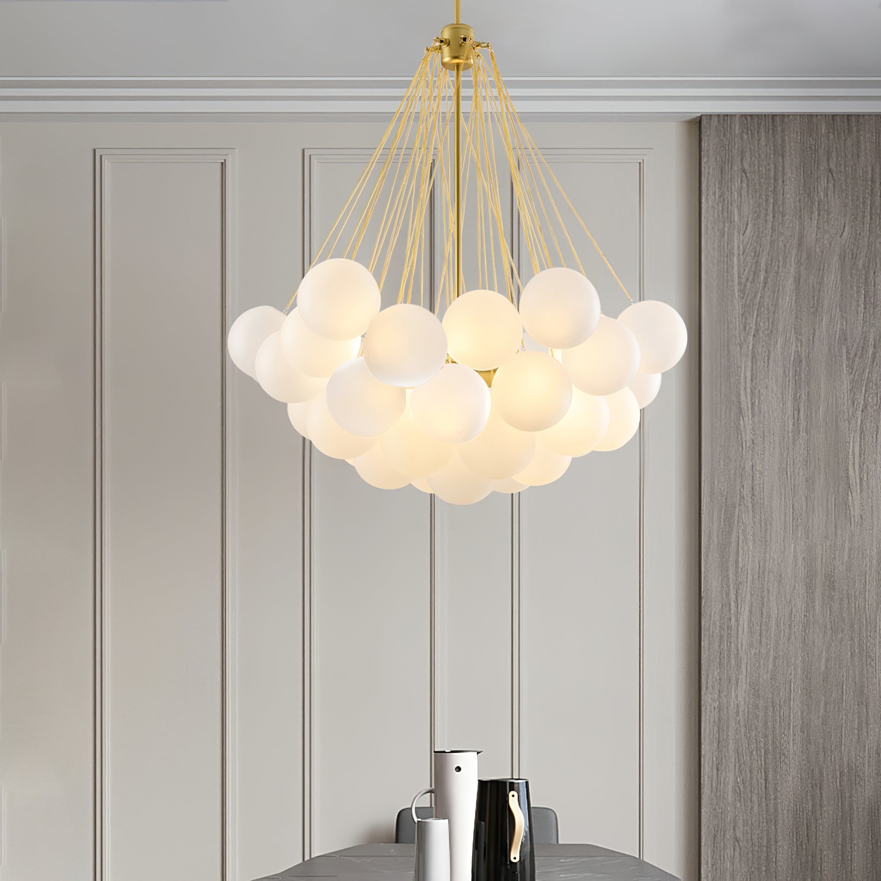 Bubble Chandelier — Cascading Glass Bubble Ceiling Light for Stairwell