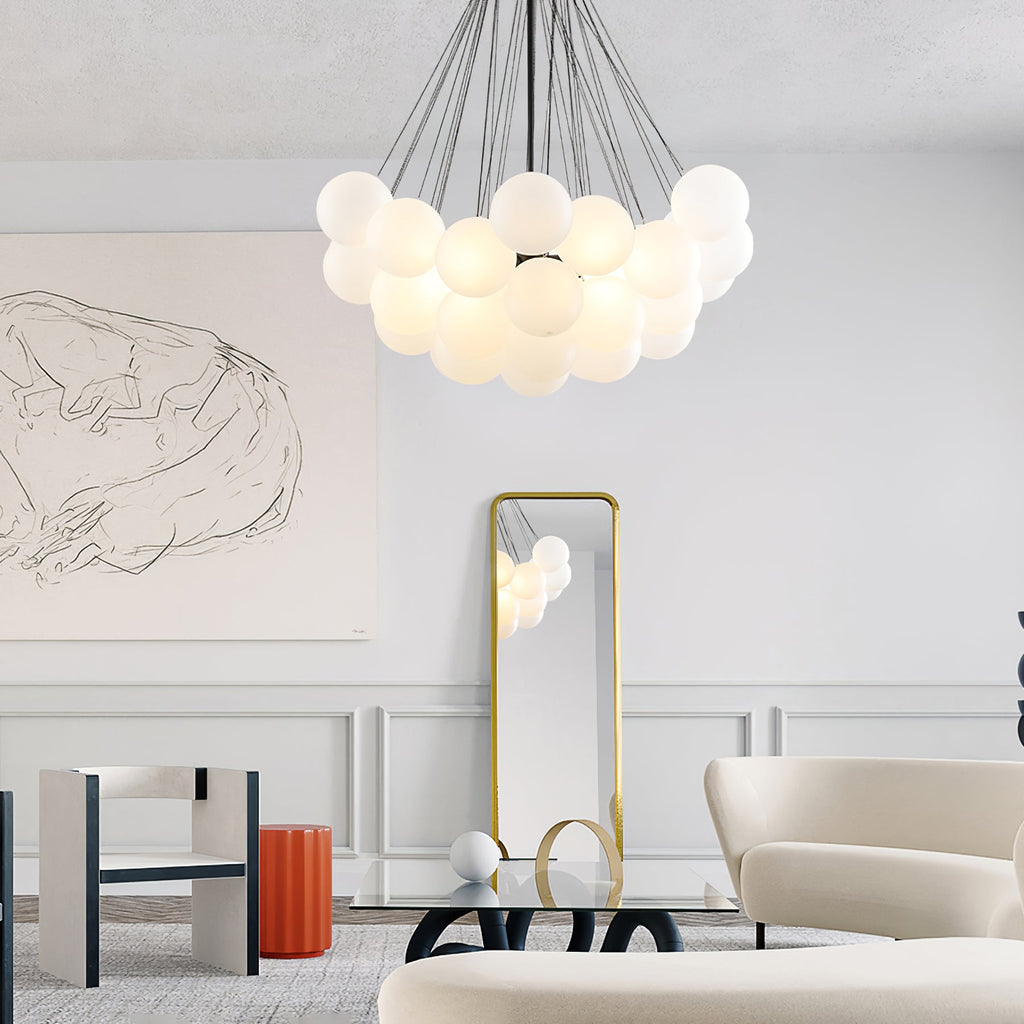 Bubble Chandelier — Cascading Glass Bubble Ceiling Light for Stairwell