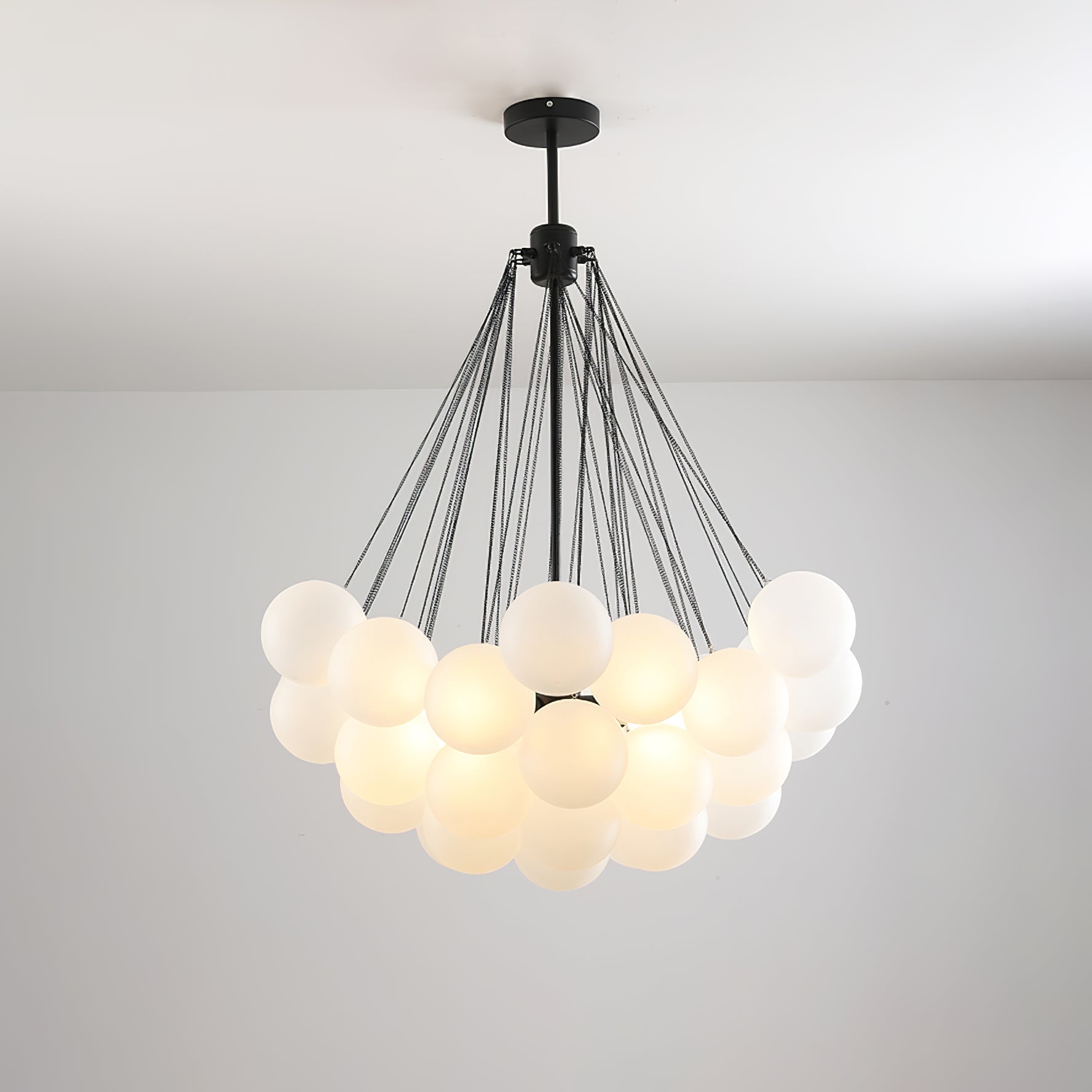 Bubble Chandelier — Cascading Glass Bubble Ceiling Light for Stairwell