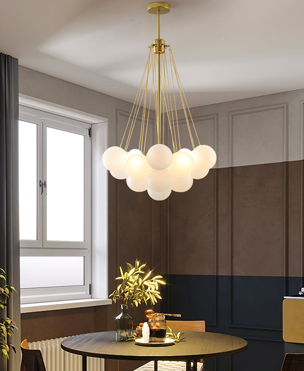 Bubble Chandelier — Cascading Glass Bubble Ceiling Light for Stairwell