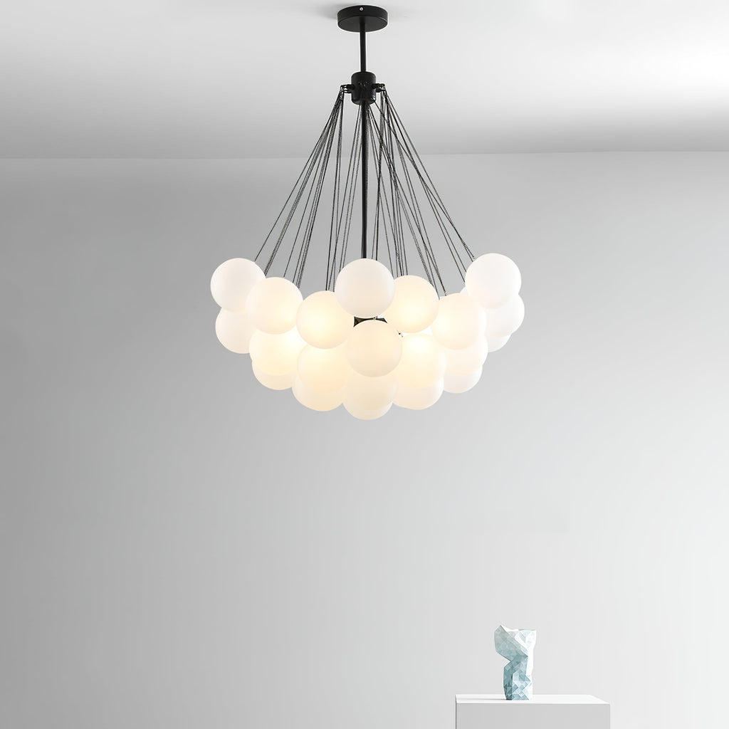 Bubble Chandelier — Cascading Glass Bubble Ceiling Light for Stairwell