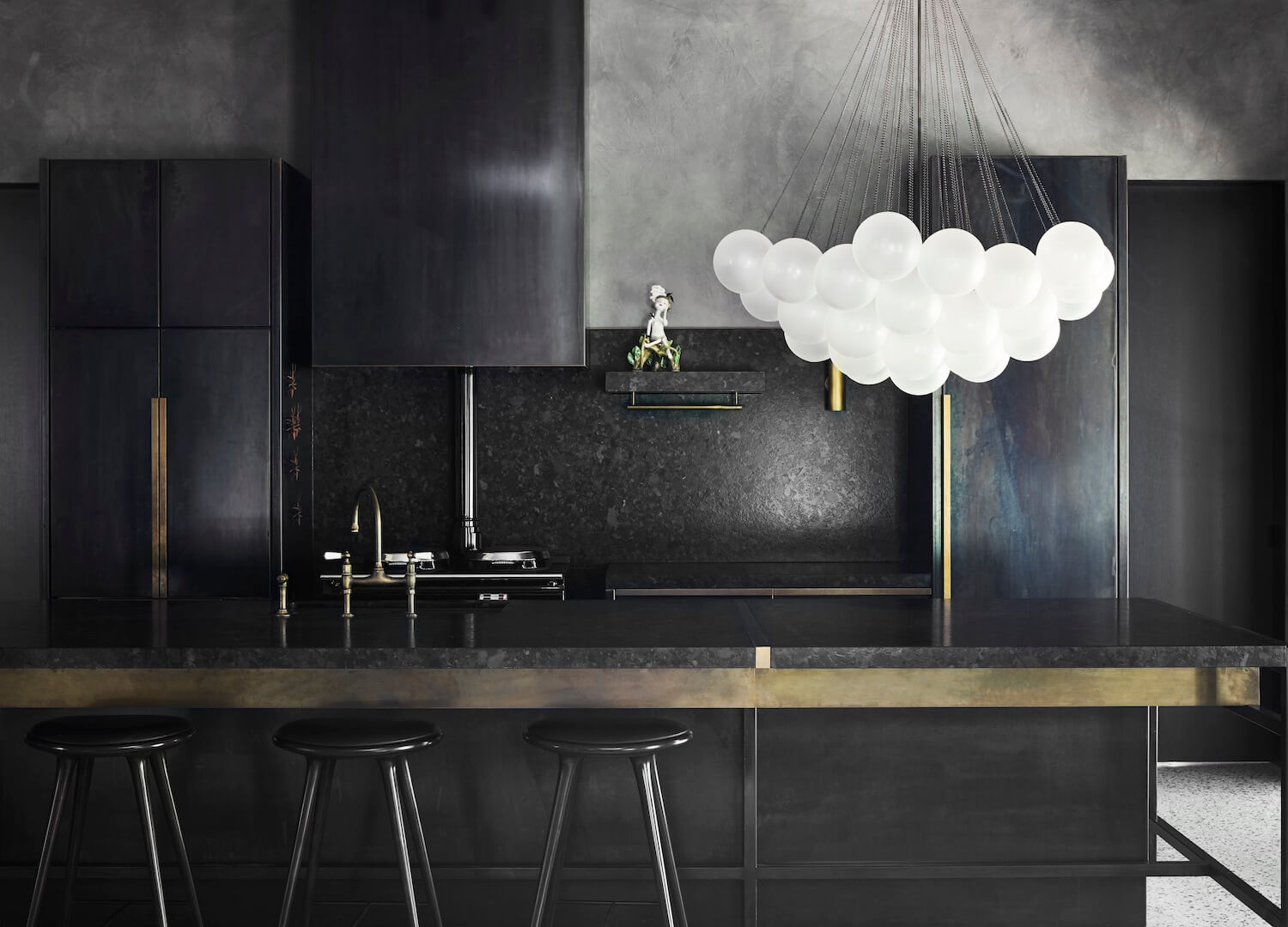 Bubble Chandelier — Cascading Glass Bubble Ceiling Light for Stairwell