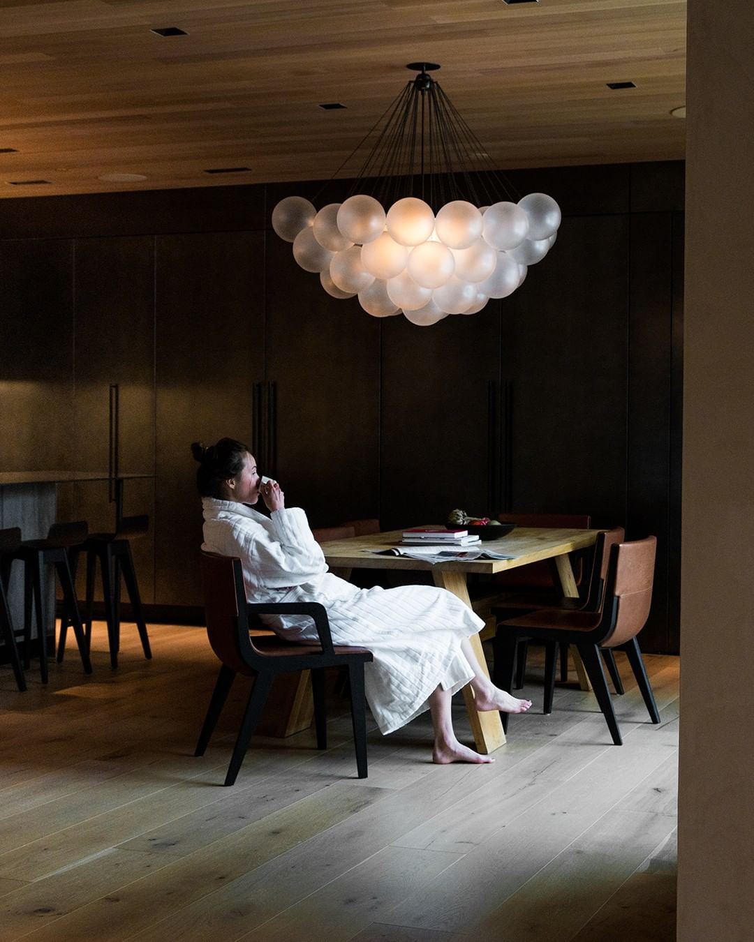 Bubble Chandelier — Cascading Glass Bubble Ceiling Light for Stairwell