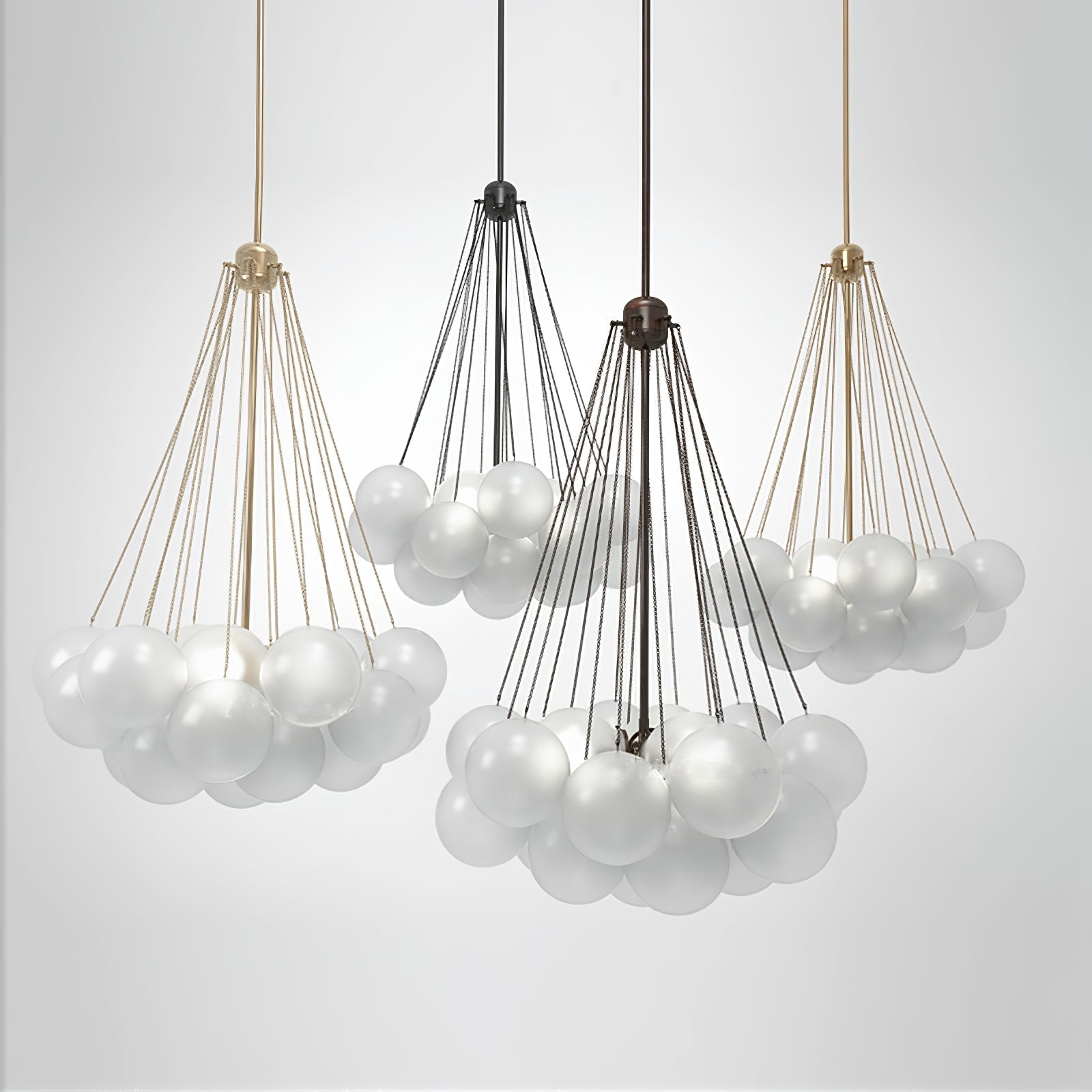 Bubble Chandelier — Cascading Glass Bubble Ceiling Light for Stairwell