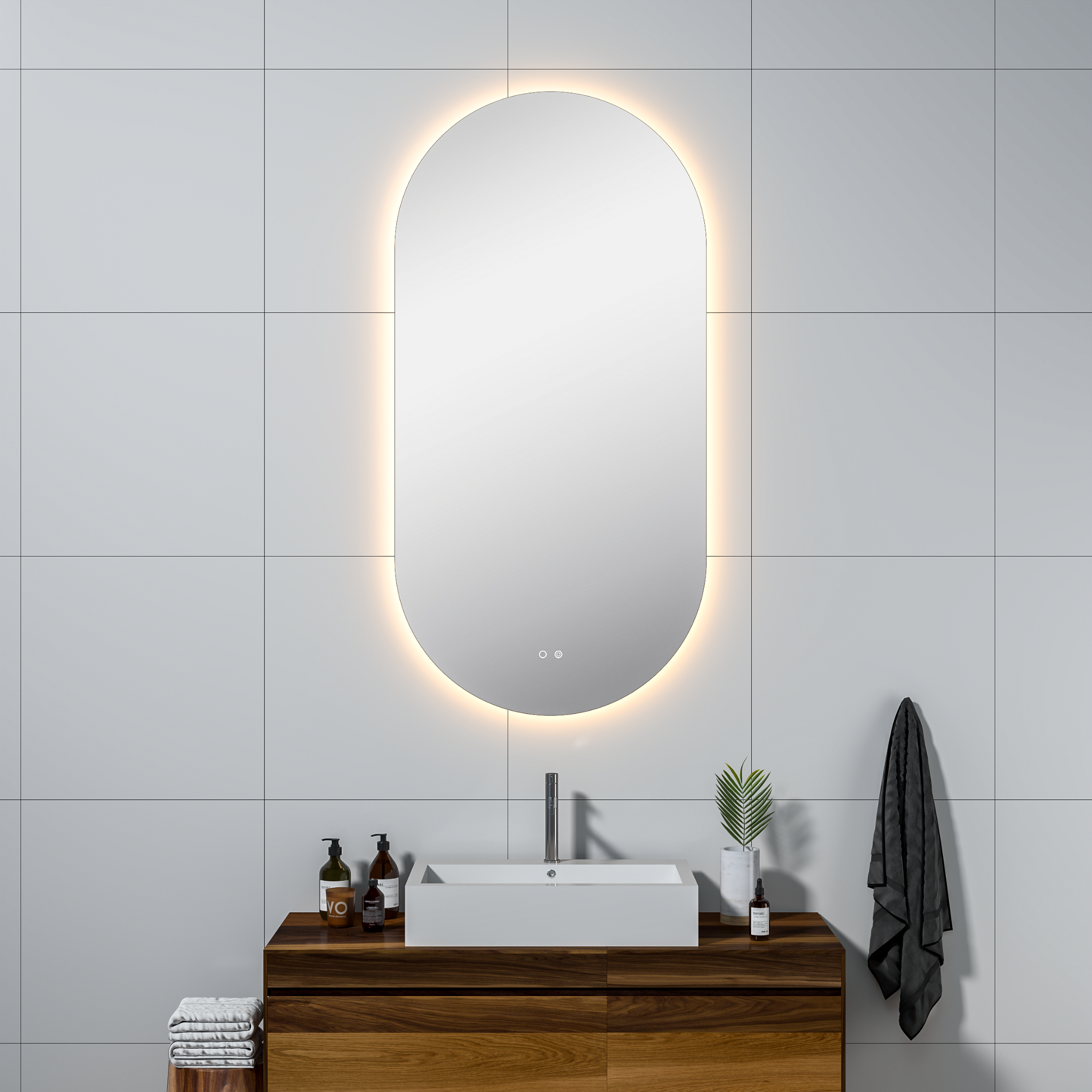 Cassiopeia Pill LED Bathroom Vanity Mirror for bathroom vanity | Halvern