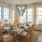 Calyra Tiered Glass Chandelier — Multi-Tier Glass Ceiling Light for Stairwell