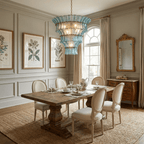 Calyra Tiered Glass Chandelier — Multi-Tier Glass Ceiling Light for Stairwell