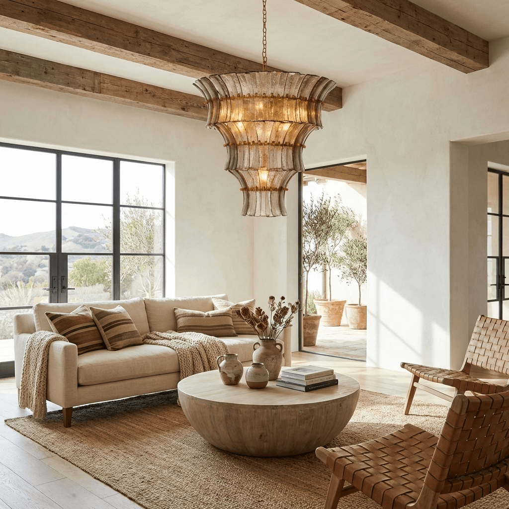 Calyra Tiered Glass Chandelier — Multi-Tier Glass Ceiling Light for Stairwell
