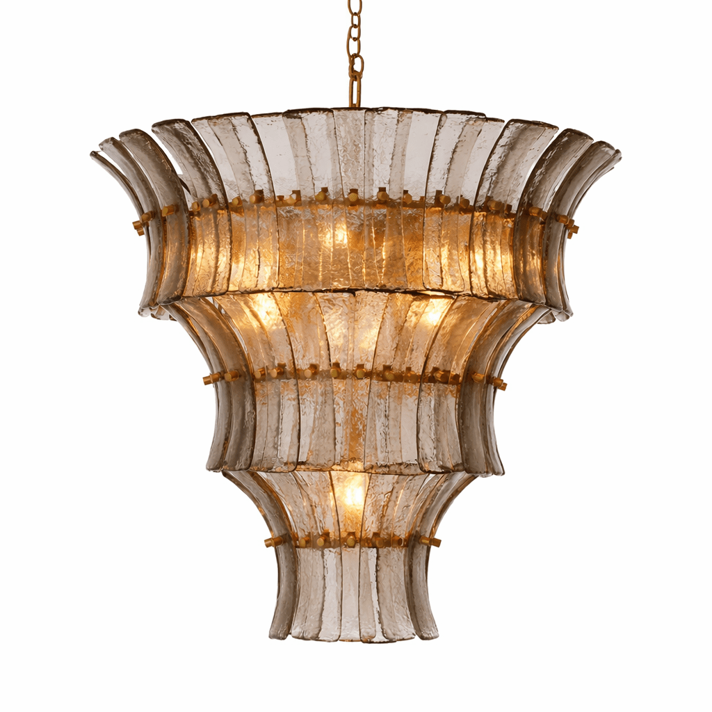 Calyra Tiered Glass Chandelier — Multi-Tier Glass Ceiling Light for Stairwell