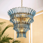 Calyra Tiered Glass Chandelier — Multi-Tier Glass Ceiling Light for Stairwell