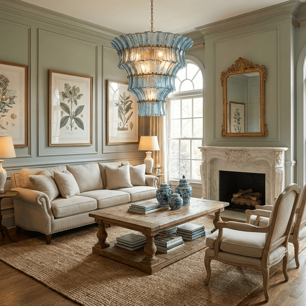 Calyra Tiered Glass Chandelier — Multi-Tier Glass Ceiling Light for Stairwell