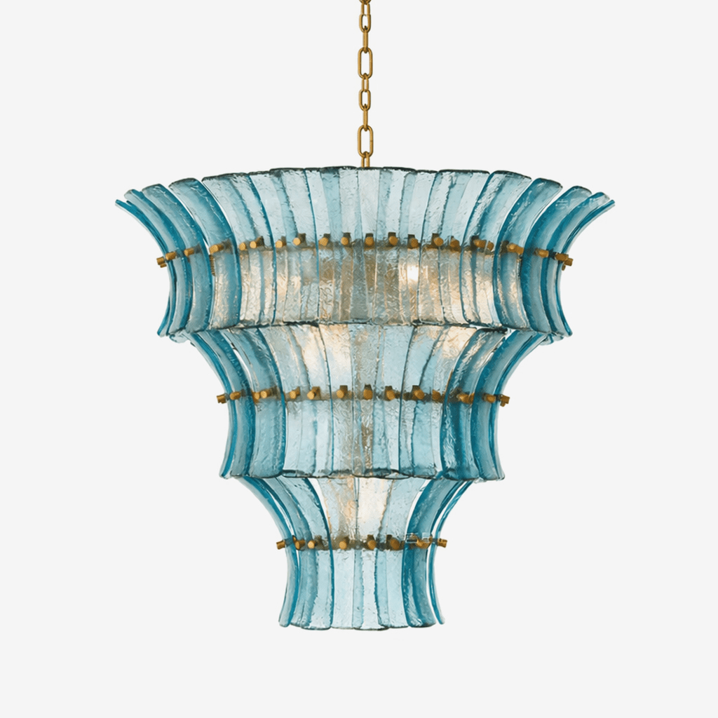 Calyra Tiered Glass Chandelier — Multi-Tier Glass Ceiling Light for Stairwell
