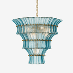 Calyra Tiered Glass Chandelier — Multi-Tier Glass Ceiling Light for Stairwell