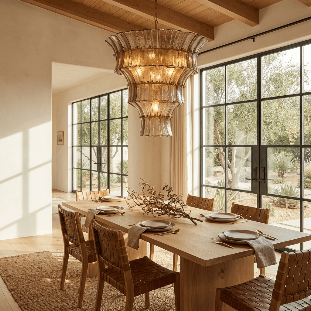 Calyra Tiered Glass Chandelier — Multi-Tier Glass Ceiling Light for Stairwell
