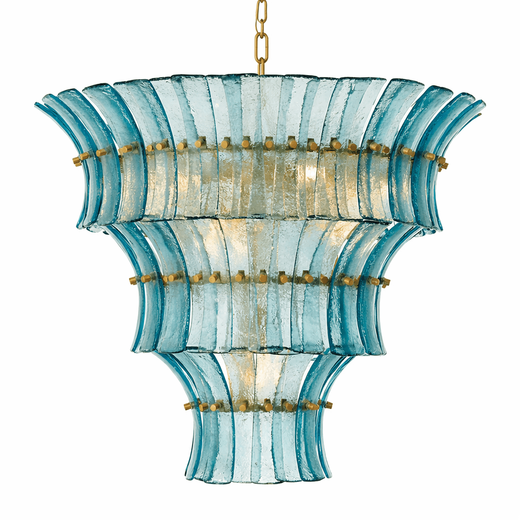 Calyra Tiered Glass Chandelier — Multi-Tier Glass Ceiling Light for Stairwell