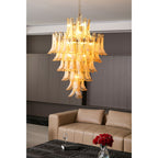 Amber Cloud Glass Petals Chandelier — Cluster Petal Ceiling Light for Stairwell