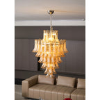 Amber Cloud Glass Petals Chandelier — Cluster Petal Ceiling Light for Stairwell