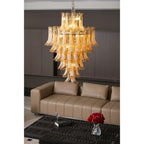 Amber Cloud Glass Petals Chandelier — Cluster Petal Ceiling Light for Stairwell