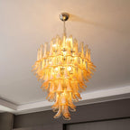 Amber Cloud Glass Petals Chandelier — Cluster Petal Ceiling Light for Stairwell