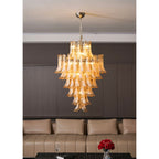 Amber Cloud Glass Petals Chandelier — Cluster Petal Ceiling Light for Stairwell