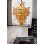 Amber Cloud Glass Petals Chandelier — Cluster Petal Ceiling Light for Stairwell