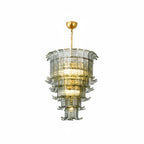 Cascade Glass Green Chandelier — Cascading Green Glass Light for Dining Room