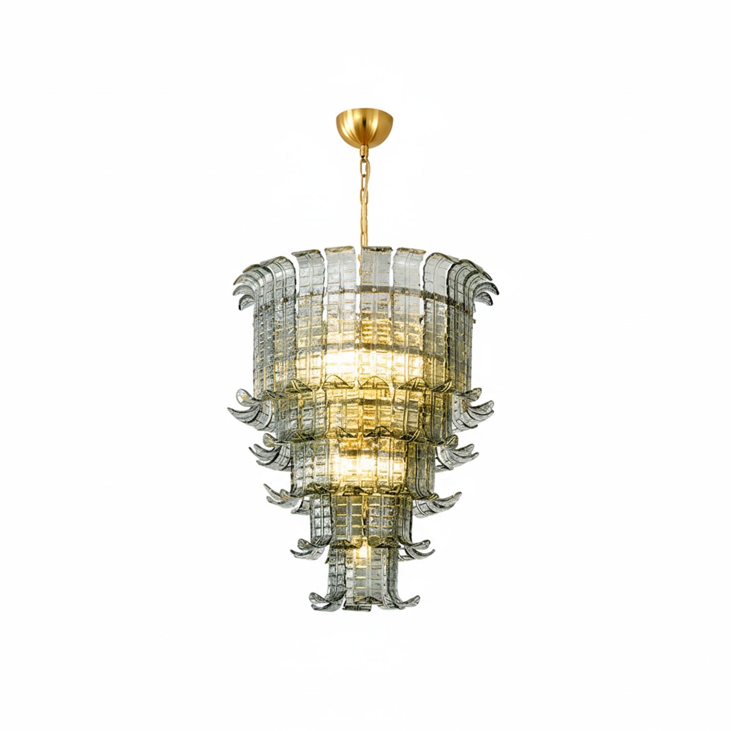 Cascade Glass Green Chandelier — Cascading Green Glass Light for Dining Room