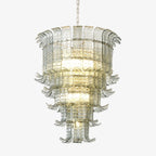 Cascade Glass Green Chandelier — Cascading Green Glass Light for Dining Room