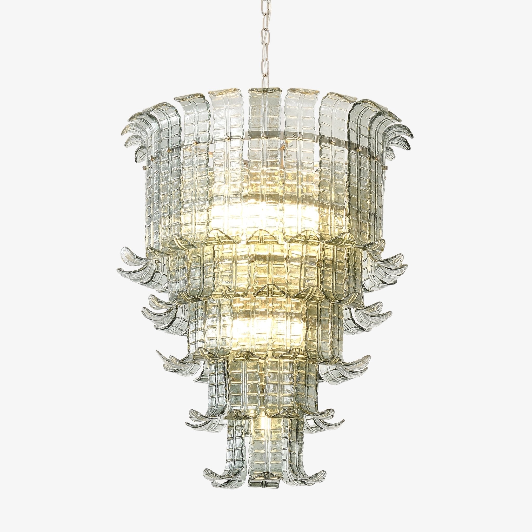 Cascade Glass Green Chandelier — Cascading Green Glass Light for Dining Room