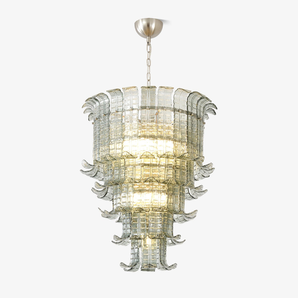 Cascade Glass Green Chandelier — Cascading Green Glass Light for Dining Room