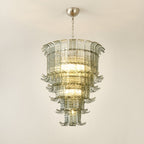 Cascade Glass Green Chandelier — Cascading Green Glass Light for Dining Room