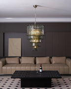 Cascade Glass Green Chandelier — Cascading Green Glass Light for Dining Room