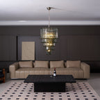 Cascade Glass Green Chandelier — Cascading Green Glass Light for Dining Room