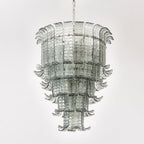 Cascade Glass Green Chandelier — Cascading Green Glass Light for Dining Room