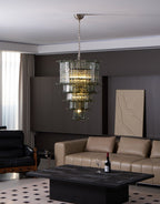 Cascade Glass Green Chandelier — Cascading Green Glass Light for Dining Room