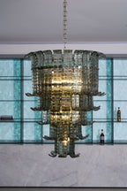 Cascade Glass Green Chandelier — Cascading Green Glass Light for Dining Room