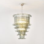 Cascade Glass Green Chandelier — Cascading Green Glass Light for Dining Room