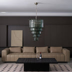 Cascade Glass Green Chandelier — Cascading Green Glass Light for Dining Room