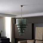 Cascade Glass Green Chandelier — Cascading Green Glass Light for Dining Room