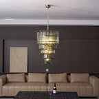 Cascade Glass Green Chandelier — Cascading Green Glass Light for Dining Room