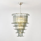 Cascade Glass Green Chandelier — Cascading Green Glass Light for Dining Room