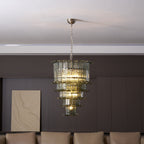 Cascade Glass Green Chandelier — Cascading Green Glass Light for Dining Room
