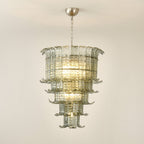 Cascade Glass Green Chandelier — Cascading Green Glass Light for Dining Room