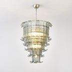Cascade Glass Green Chandelier — Cascading Green Glass Light for Dining Room