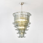 Cascade Glass Green Chandelier — Cascading Green Glass Light for Dining Room
