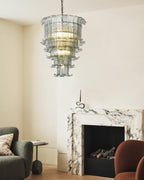 Cascade Glass Green Chandelier — Cascading Green Glass Light for Dining Room