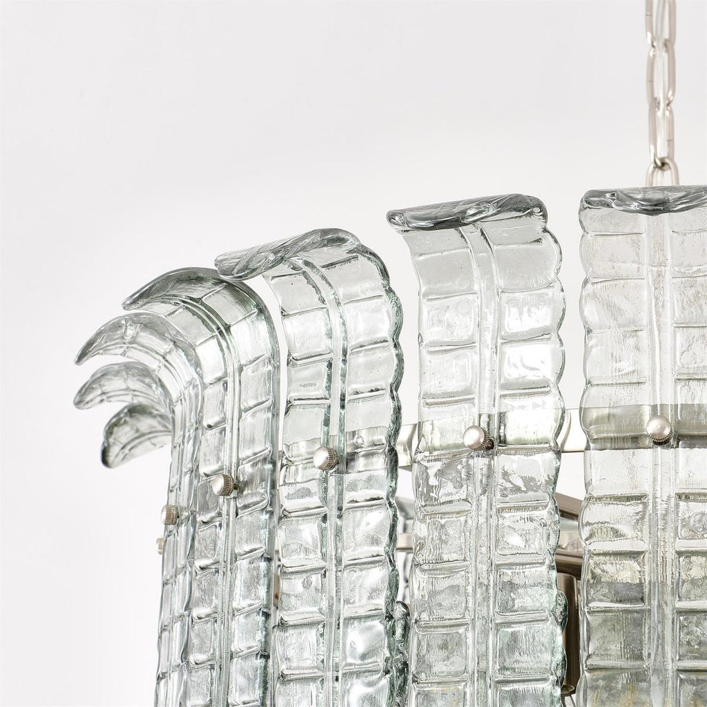 Cascade Glass Green Chandelier — Cascading Green Glass Light for Dining Room