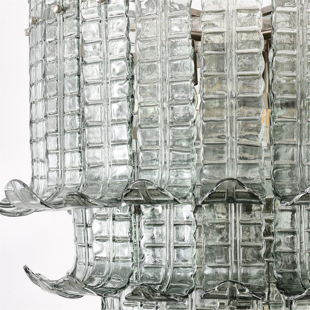 Cascade Glass Green Chandelier — Cascading Green Glass Light for Dining Room